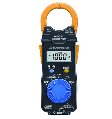 Hioki 3280-10F AC Clamp Meter with 1000A AC Current Range, Compact Clamp Core, and IP40 Dustproof Waterproof Protection