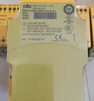 German Original PILZs Safety Relay 774314 PNOZ X3 110VAC 24VDC 3n/o 1n/c 1so