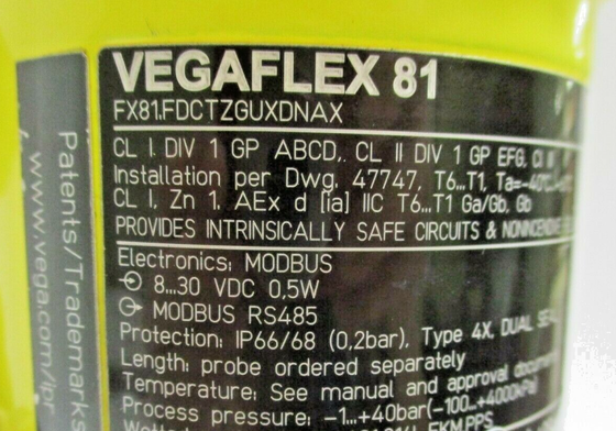 vega VEGAFLEX 81 TDR sensor for continuous level and interface measurement of liquids ,FX81.ACSBVLHXADAX